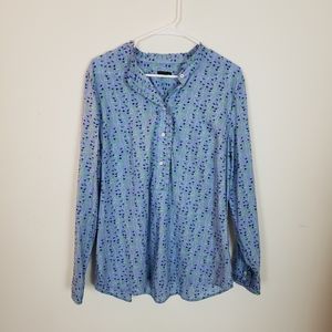 Talbots Cotton Patterned Ruffled Blouse XL